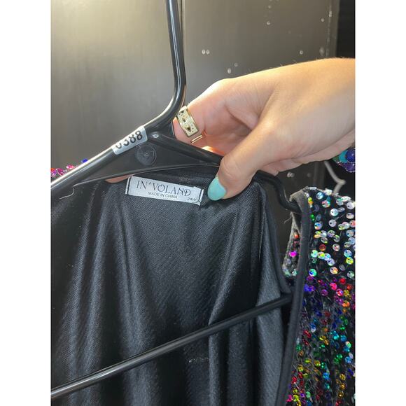 IN’VOLAND 24W Black Rainbow Sequin Sleeveless Dress - Picture 3 of 4